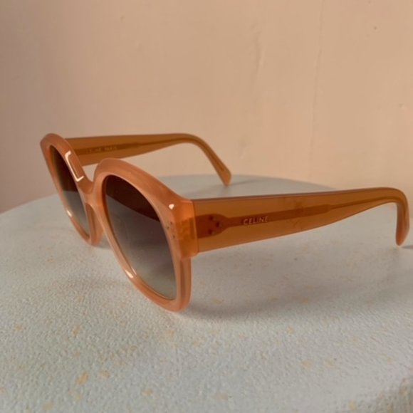 CELINE Women Sunglasses Rectangular Pink Opal / Grey Green Gradient - Picture 2 of 5